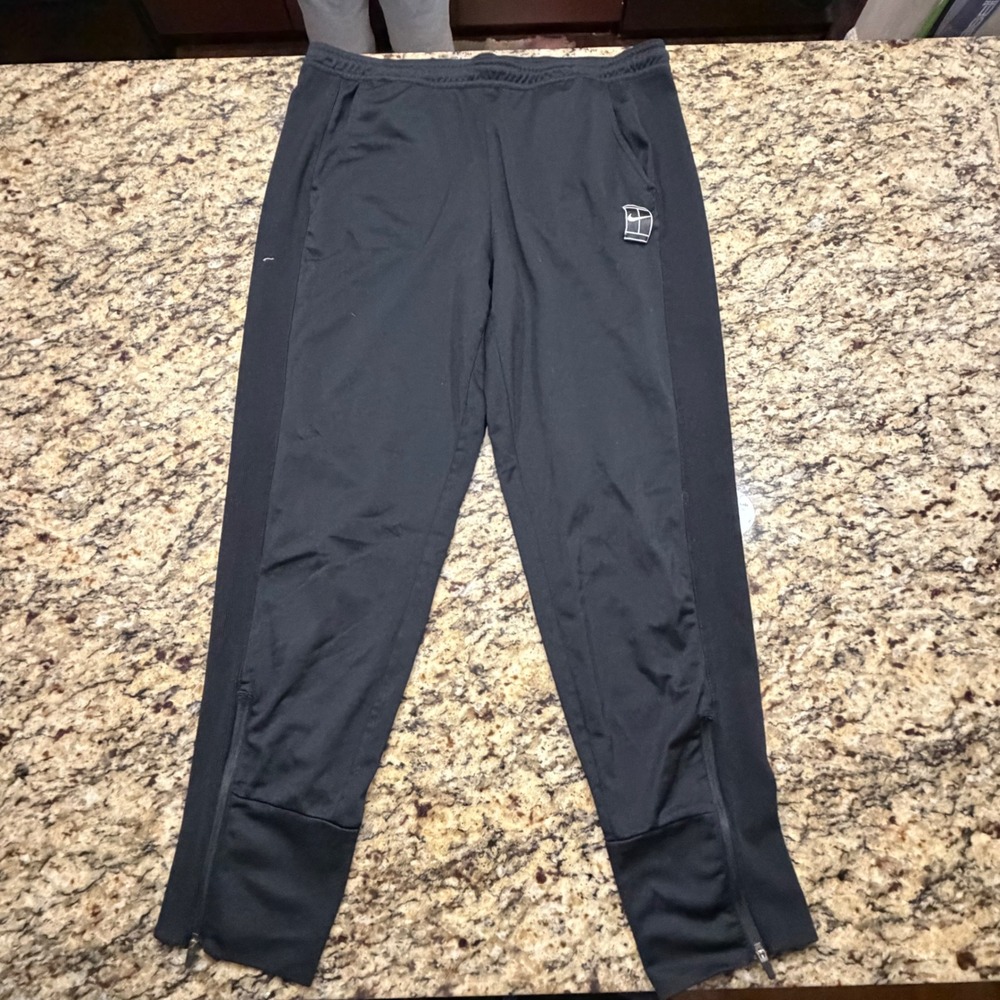 Nike Court Dri-FIT Tennis Pants Black Zipper Ankle Joggers Men XXL